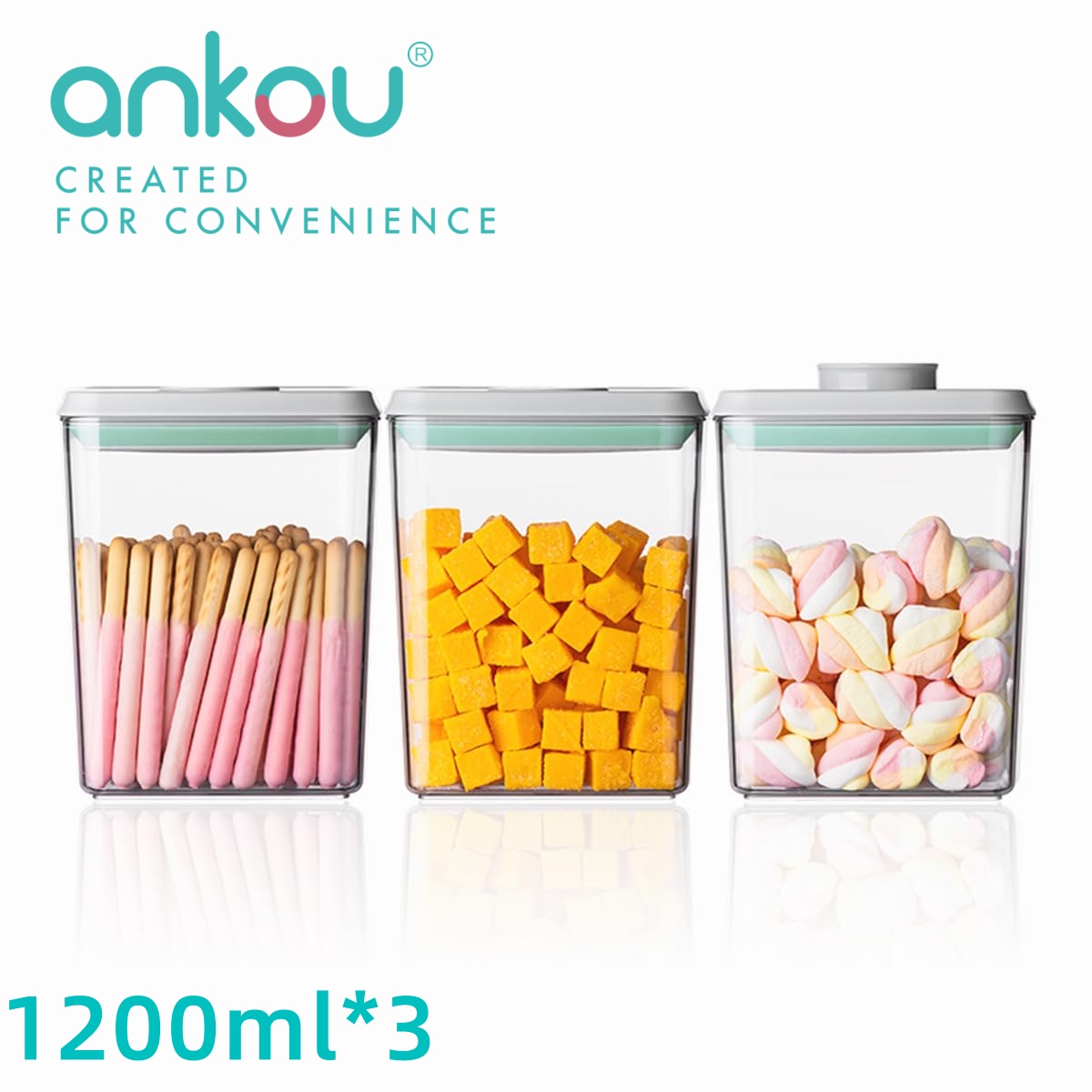 Pet Supplies In - Ankou 3Pcs 1.2L Pop Airtight Food
