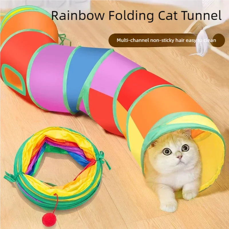 Rainbow Cat Tunnel Collapsible - Cat Tunnel Toy ulasan dan harga