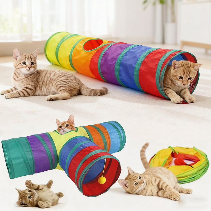 Rainbow Cat Tunnel Collapsible - Cat Tunnel Toy ulasan dan harga